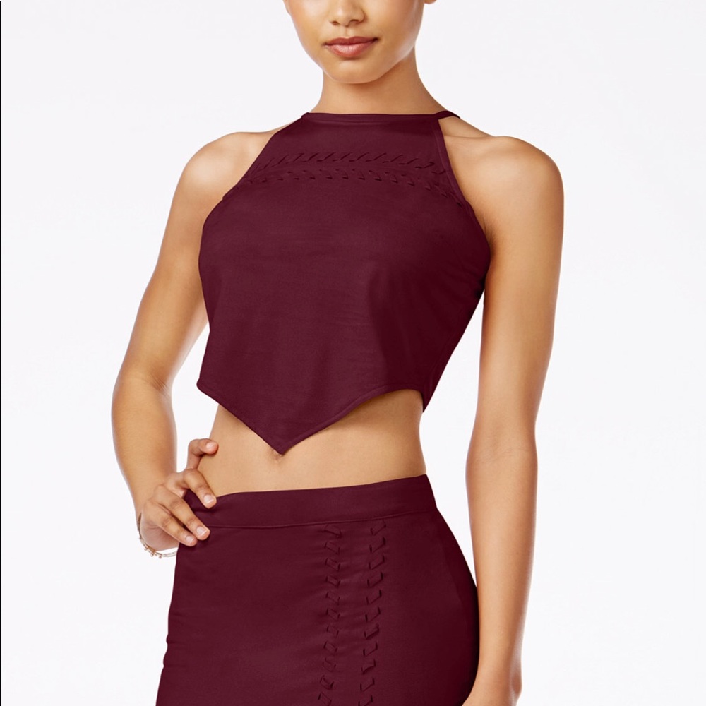  MATERIAL GIRL faux-suede crop top